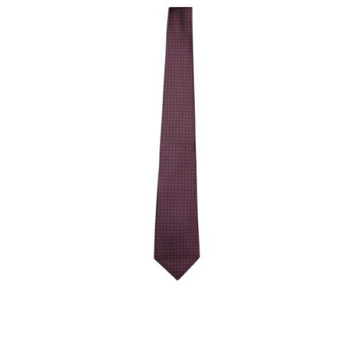 Premium Zijden Stropdas met Bordeaux Micro-Patroon Canali , Red , Here...