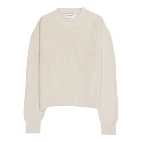 Crop crewneck melktrui met vernietigd effect Laneus , Beige , Dames