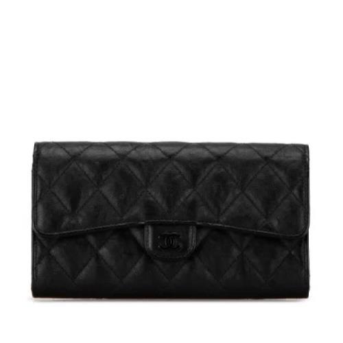 Pre-owned Leather wallets Chanel Vintage , Black , Dames