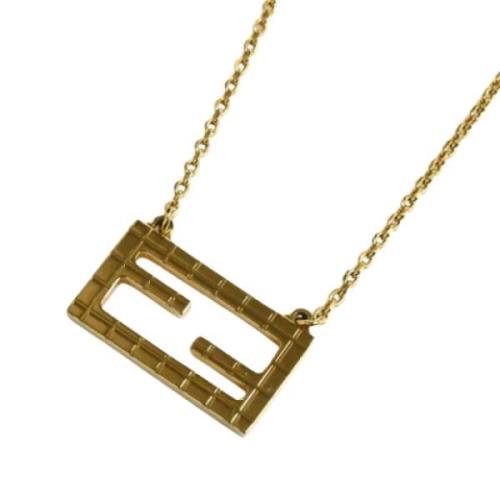 Pre-owned Metal necklaces Fendi Vintage , Yellow , Dames