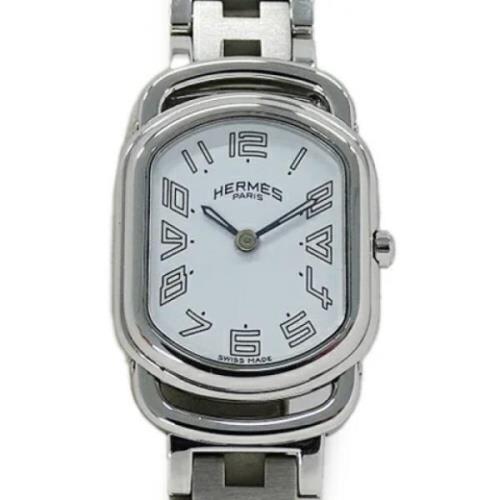 Pre-owned Stainless Steel watches Hermès Vintage , White , Dames