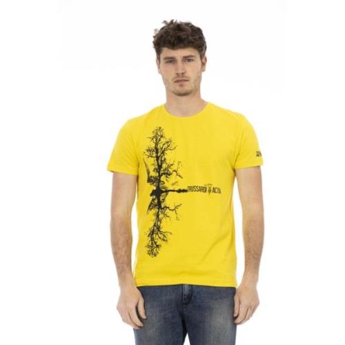 Korte Mouw Ronde Hals T-Shirt Trussardi , Yellow , Heren