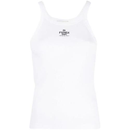 Logo-geborduurde Tanktop Fendi , White , Dames