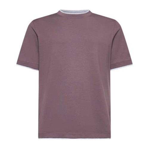 Heren Zwart Katoenen T-shirt met Ronde Halslijn Brunello Cucinelli , P...