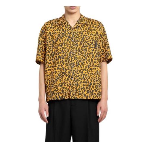 Oranje Cheetah Print Bowling Shirt Palm Angels , Orange , Heren