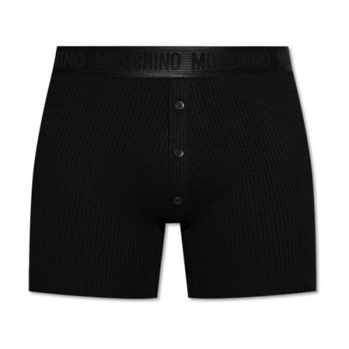 Ribbed Boxers Moschino , Black , Heren