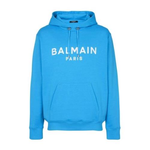 Blauwe Sweatshirt Aw24 Casual Stijl Mannen Balmain , Blue , Heren