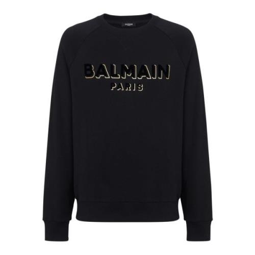 Metallic flocked sweatshirt Balmain , Black , Heren