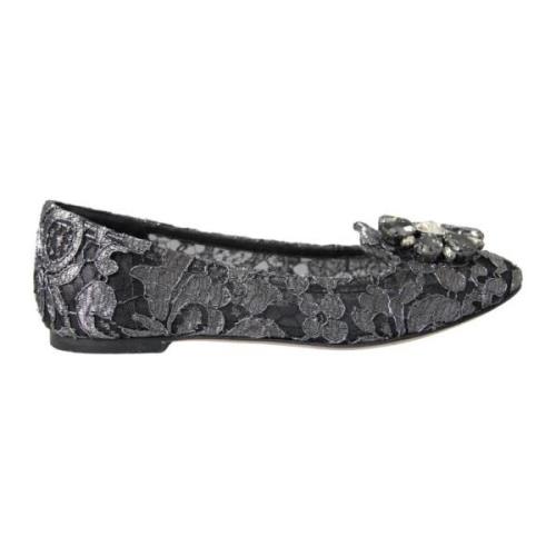 Kristalversierde Ballet Loafers in Grijs Dolce & Gabbana , Black , Dam...