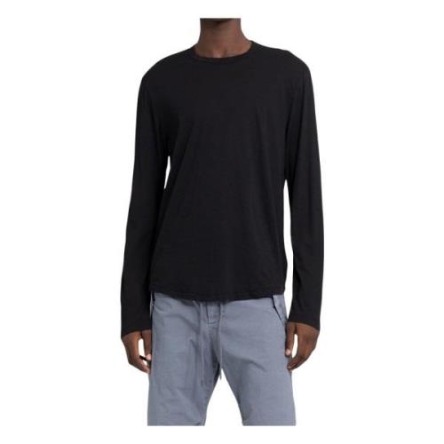 Zwarte Crew Neck Longsleeve Tee James Perse , Black , Heren