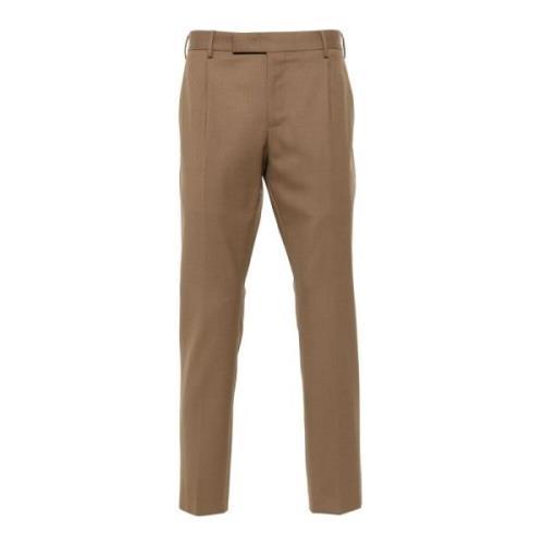 Sartorial Wol Tabak Broek PT Torino , Brown , Heren