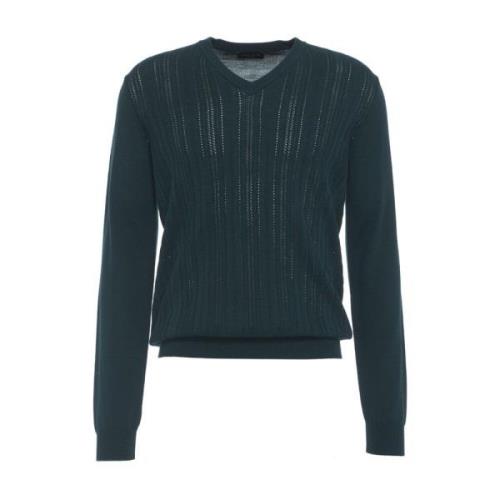 Groene V-hals Gebreide kleding Aw24 Roberto Collina , Green , Heren