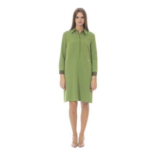 Jurk met kraag en knoopsluiting Baldinini , Green , Dames