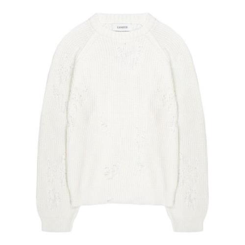 Witte crewneck sweater met vernietigd effect Laneus , White , Dames