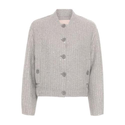 Grijze Wollen Blend Vest met Paillettenversiering Twinset , Gray , Dam...