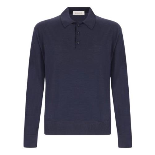 Lange mouw poloshirt in kasjmier wolmix Laneus , Blue , Heren