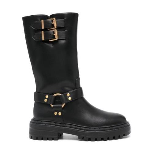 Zwarte hoge laarzen met stud-detailing Twinset , Black , Dames