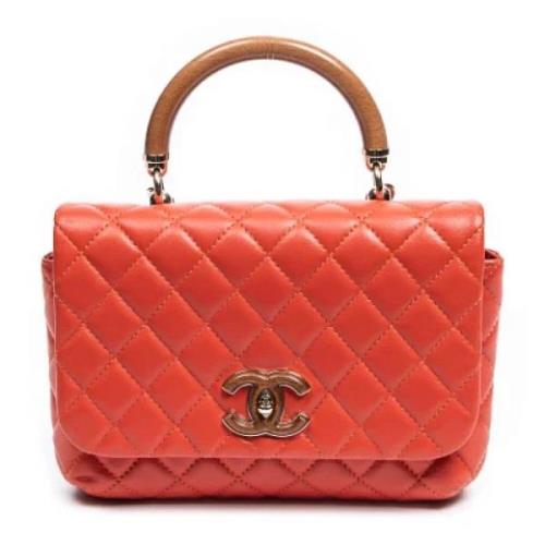 Pre-owned Leather shoulder-bags Chanel Vintage , Orange , Dames