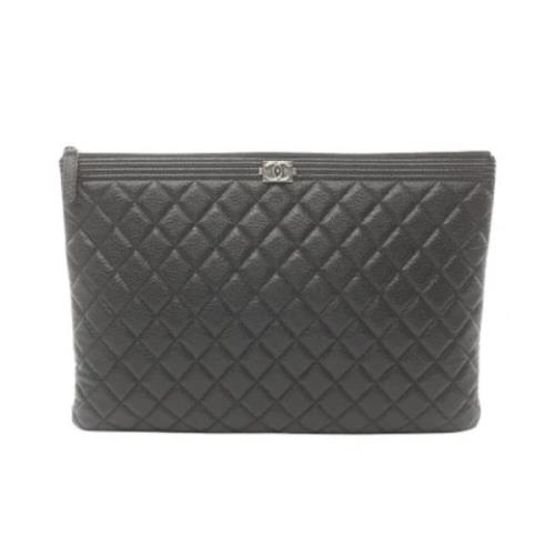 Pre-owned Leather clutches Chanel Vintage , Black , Dames