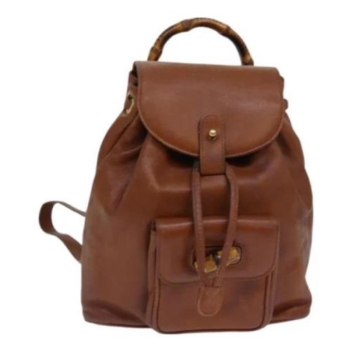 Pre-owned Leather backpacks Gucci Vintage , Brown , Dames