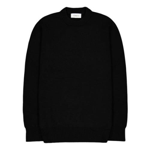 Merinowol en Kasjmier Crewneck Sweater Laneus , Black , Heren