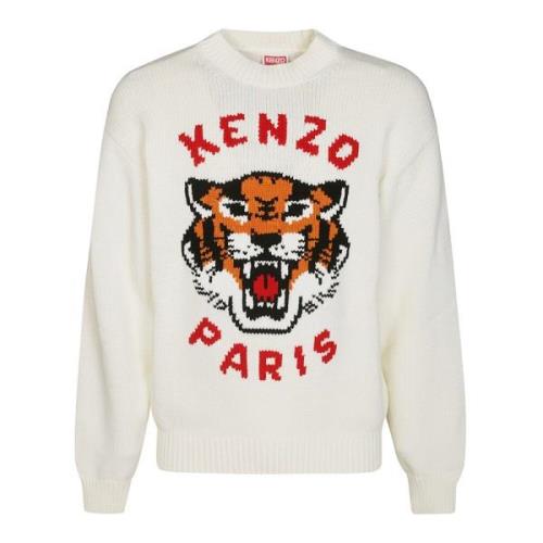 Tijgerprint Grafisch T-shirt Kenzo , White , Heren