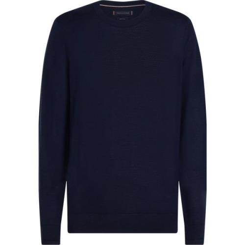 Blauwe Merinowollen Trui Tommy Hilfiger , Blue , Heren