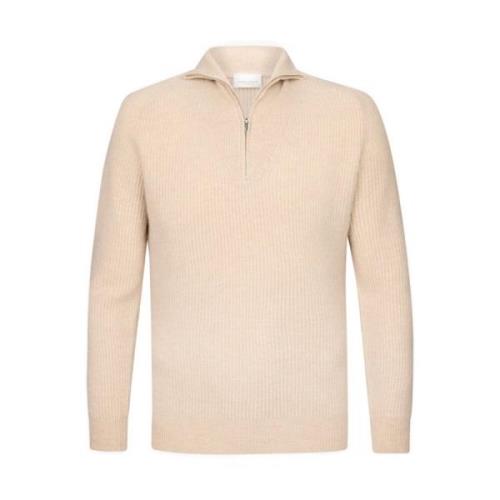 Half Zip Off White Pullover Profuomo , Beige , Heren