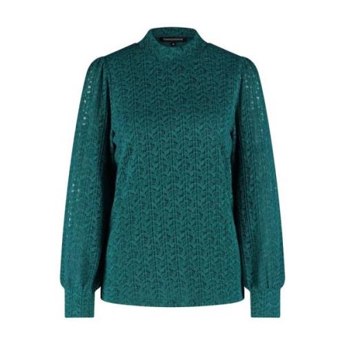 Kanten Geborstelde Top Lange Mouw Tramontana , Blue , Dames