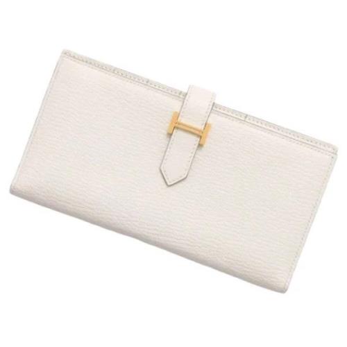 Pre-owned Leather wallets Hermès Vintage , White , Dames