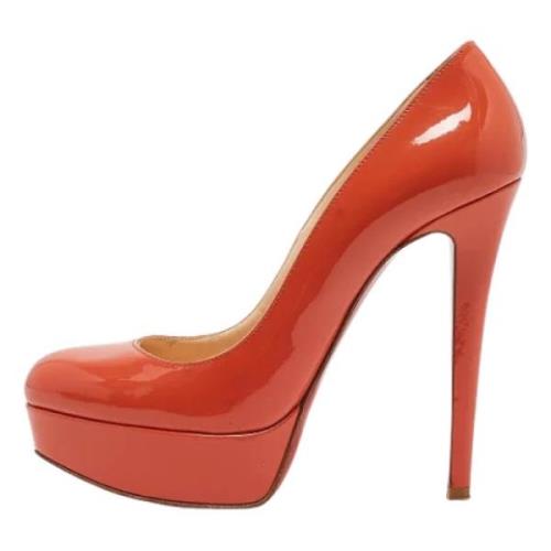 Pre-owned Leather heels Christian Louboutin Pre-owned , Orange , Dames