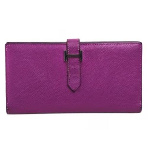 Pre-owned Leather wallets Hermès Vintage , Purple , Dames