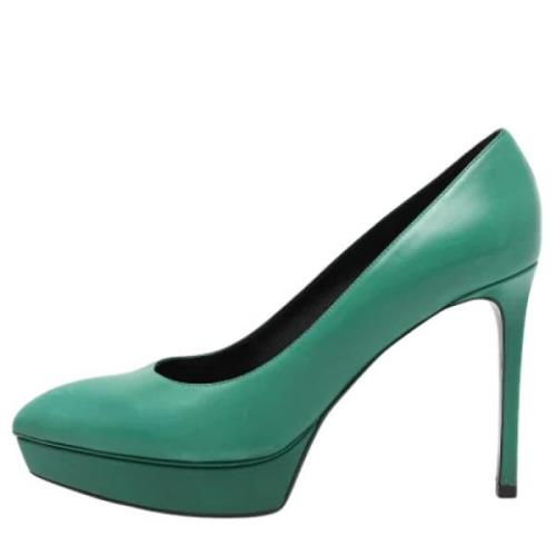 Pre-owned Leather heels Yves Saint Laurent Vintage , Green , Dames