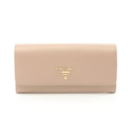 Pre-owned Leather wallets Prada Vintage , Beige , Dames