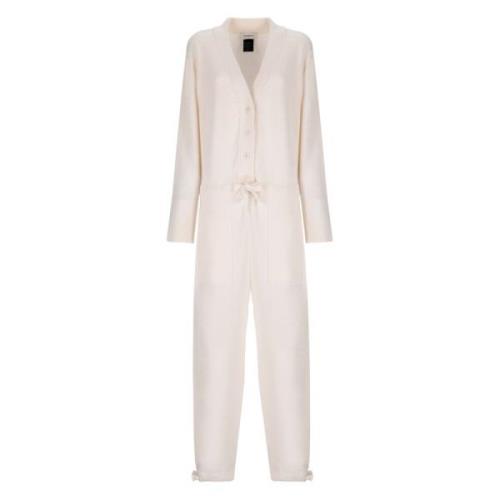 Wol en Angora V-hals Jumpsuit Laneus , Beige , Dames