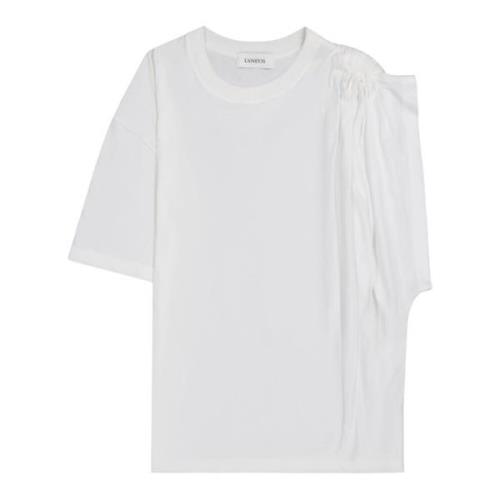 Wit klassiek t-shirt met draperie op de schouder Laneus , White , Dame...