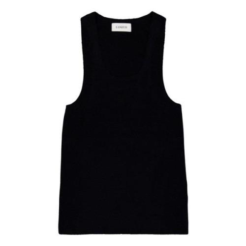 Crew Neck Wool Tank Top Laneus , Black , Dames