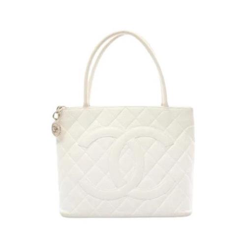 Pre-owned Leather totes Chanel Vintage , White , Dames