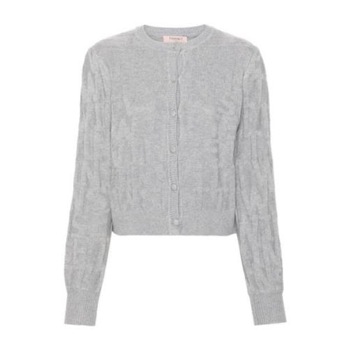 Grijze Cardigan met Monogramdetail Twinset , Gray , Dames