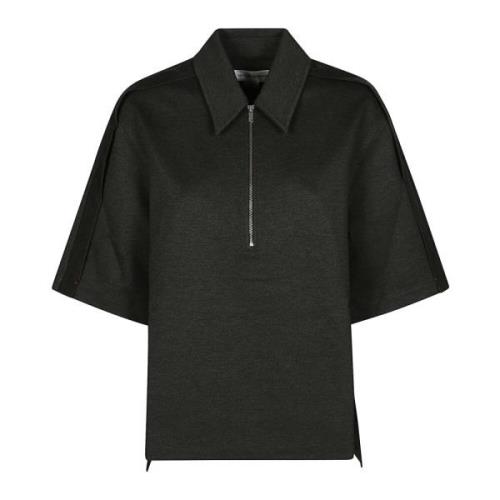 Zip Detail Polo Top Victoria Beckham , Gray , Dames