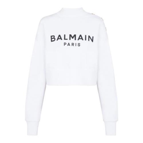 Geknipte sweatshirt met Pari-print Balmain , White , Dames