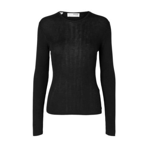 Gebreide Pullover O-Neck Sweater Selected Femme , Black , Dames