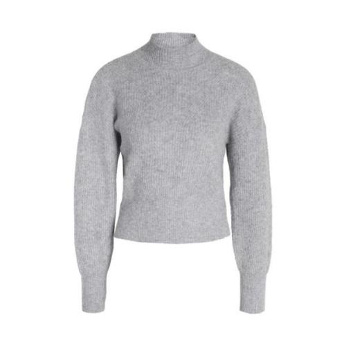 Hoge Hals Crop Gebreide Trui Noisy May , Gray , Dames