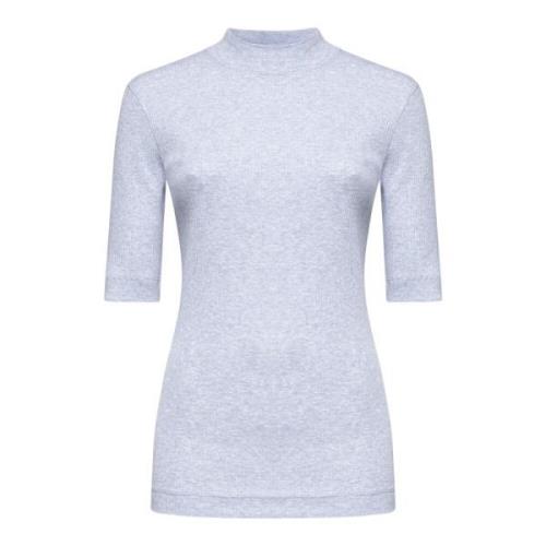 Lichtgrijs Geribbeld Katoenen T-shirt Brunello Cucinelli , Gray , Dame...