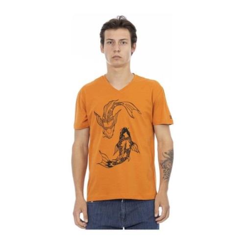 Casual ronde hals bedrukt T-shirt Trussardi , Orange , Heren