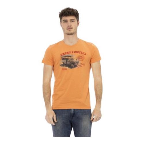 Heren Logo Print T-shirt Trussardi , Orange , Heren