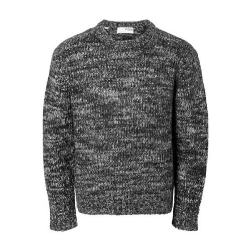 Relaxed Mock Neck Gebreide Trui Selected Homme , Black , Heren