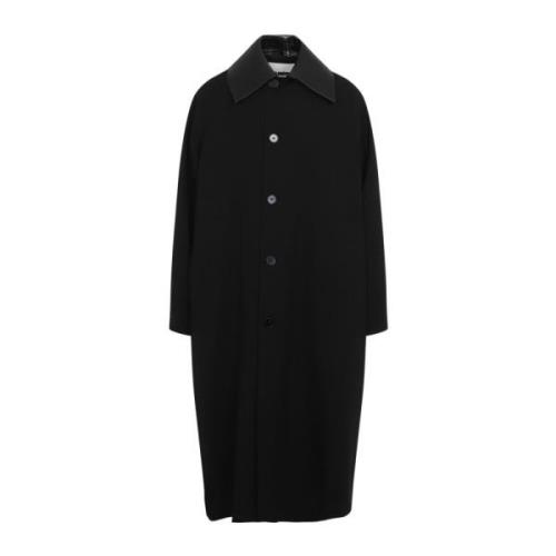 Elegante Zwarte Wollen Jas Aw24 Jil Sander , Black , Heren