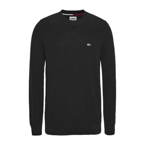 Rechte pasvorm 100% katoenen gebreide trui Tommy Jeans , Black , Heren