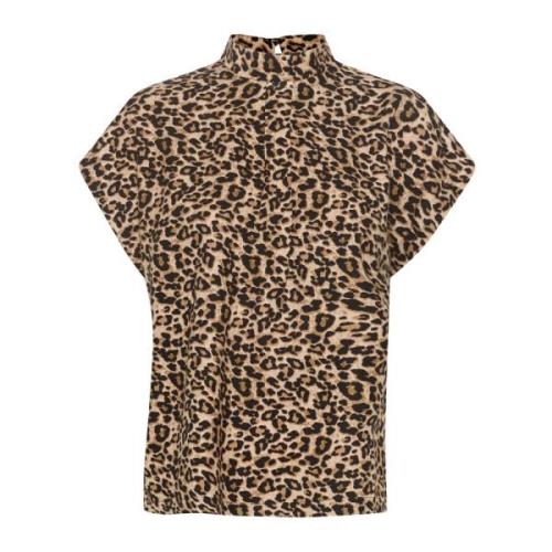 Zwarte Leo Print Losse Blouse Saint Tropez , Brown , Dames